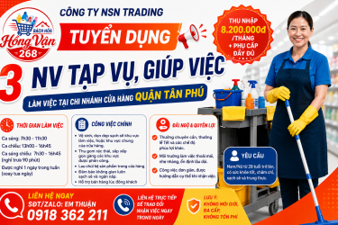 Tuyển dụng nhân viên tạp vụ quận Tân Phú